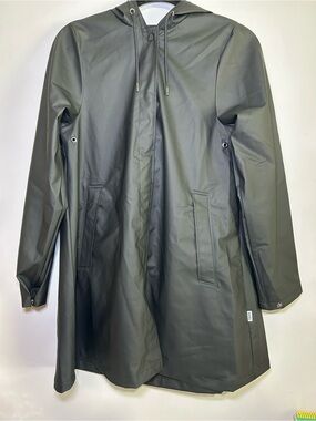 RAINS A-Line W Jacket W3 Black Hooded Raincoat Waterproof NWT XS